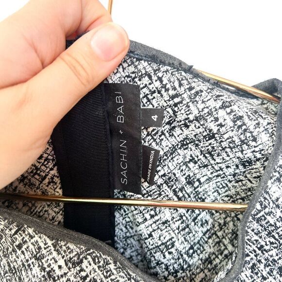 Sachin + Babi Black White Graphic Print Short Sleeve Dress Size 4 - Picture 5 of 7